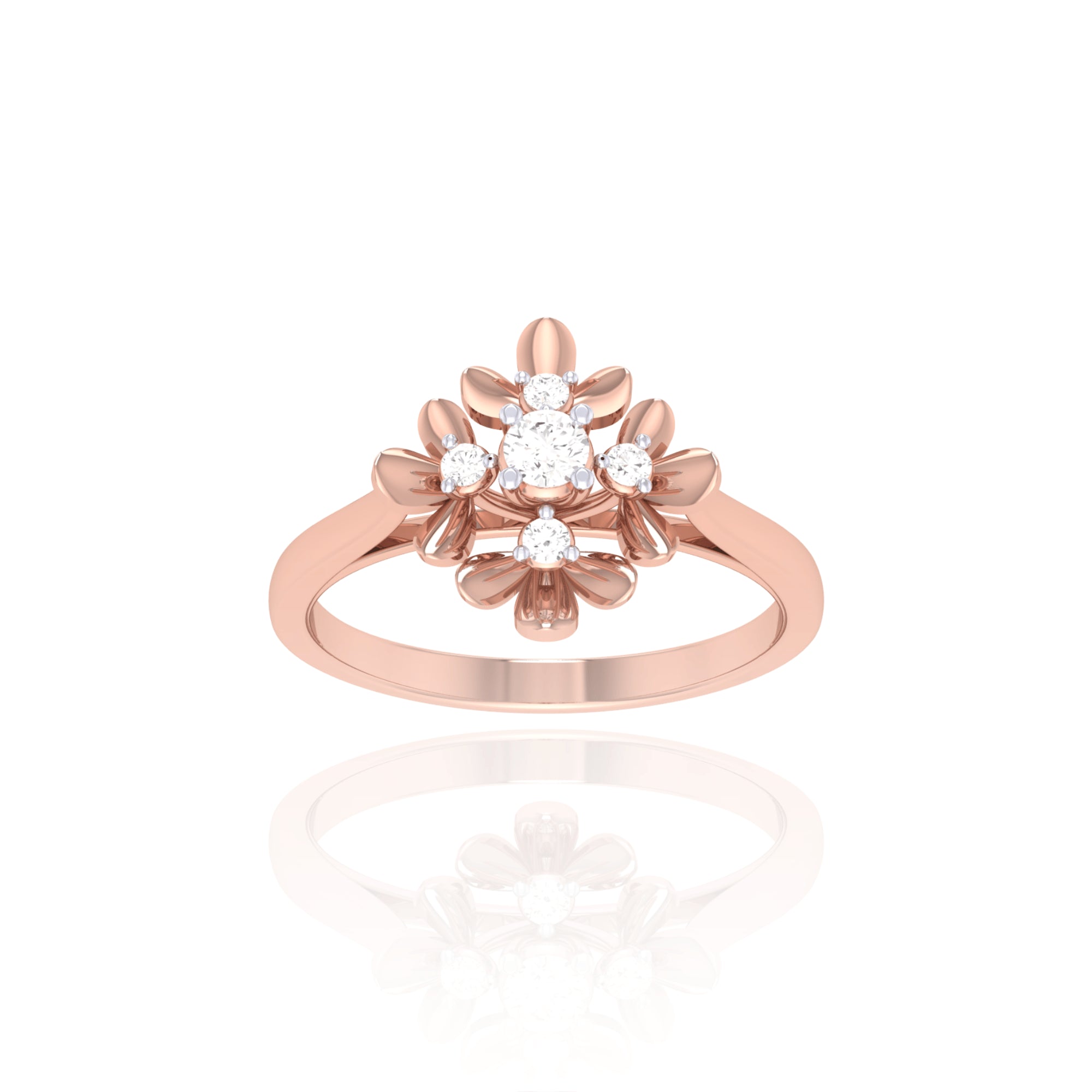 Anvit Rose Gold Floral Cluster Crystal Imitation Ring for Women imitation jewellery