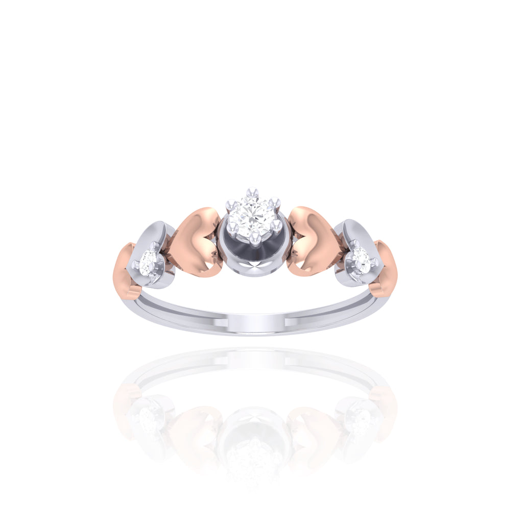 Two Tone Heart Diamond Style Ring