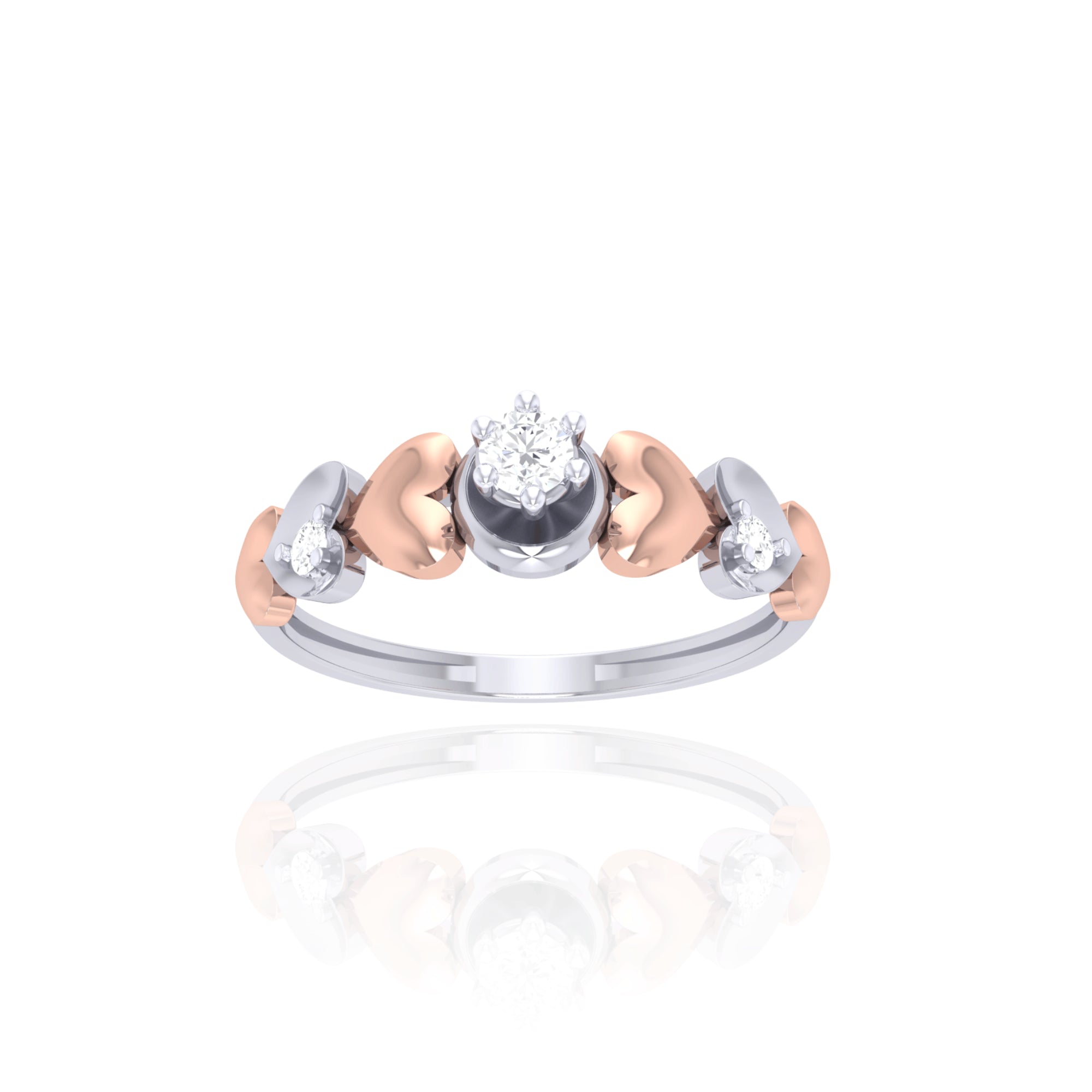 Two Tone Heart Diamond Style Ring