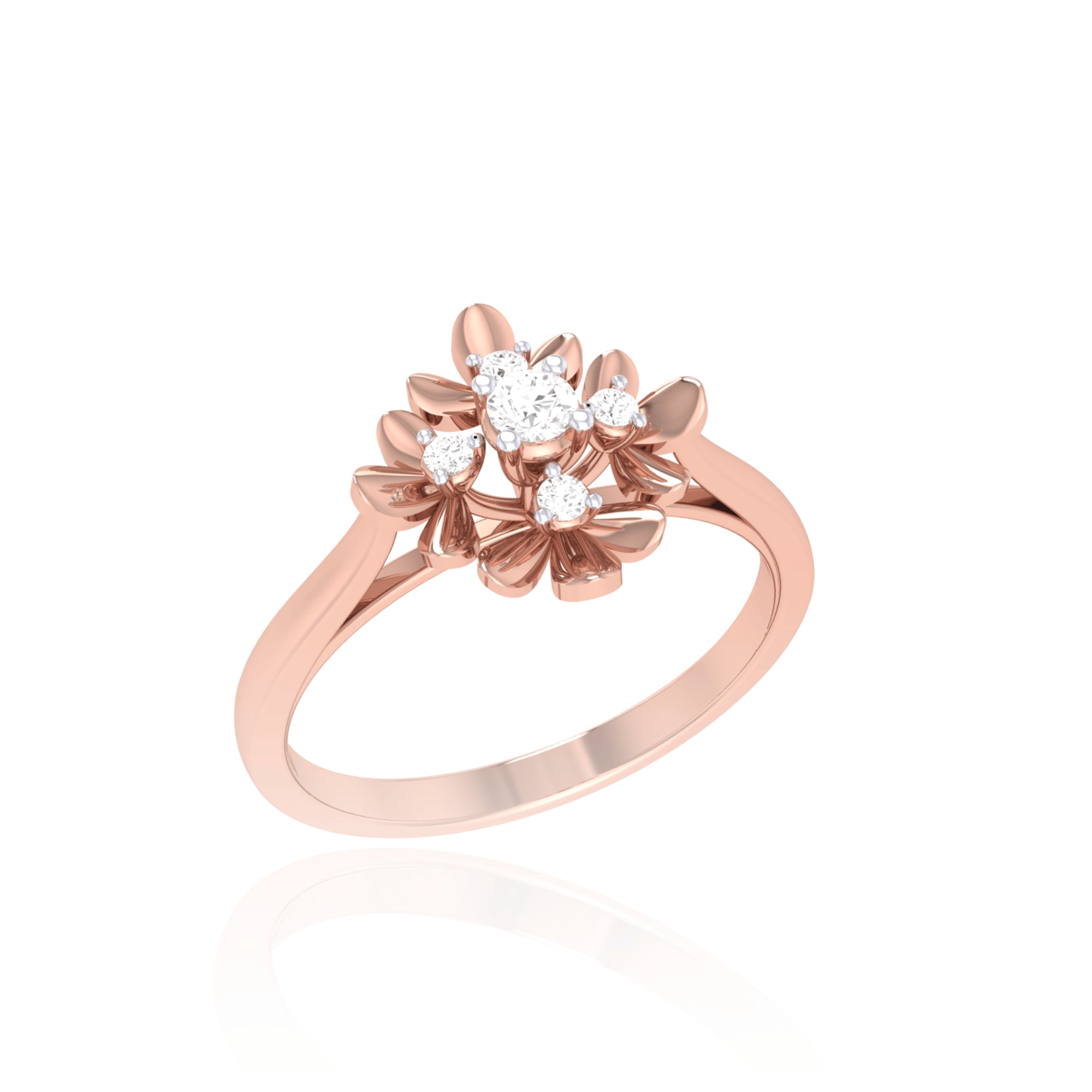 Anvit Rose Gold Floral Cluster Crystal Imitation Ring for Women imitation jewellery