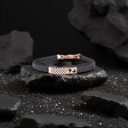 Anvit Black Silicone Leather-Feel Rose Gold Crystal Women’s Imitation Bracelet imitation jewellery