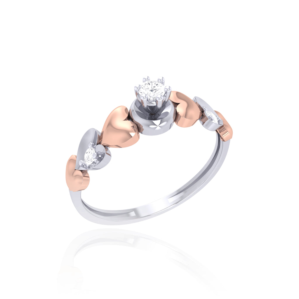 Two Tone Heart Diamond Style Ring