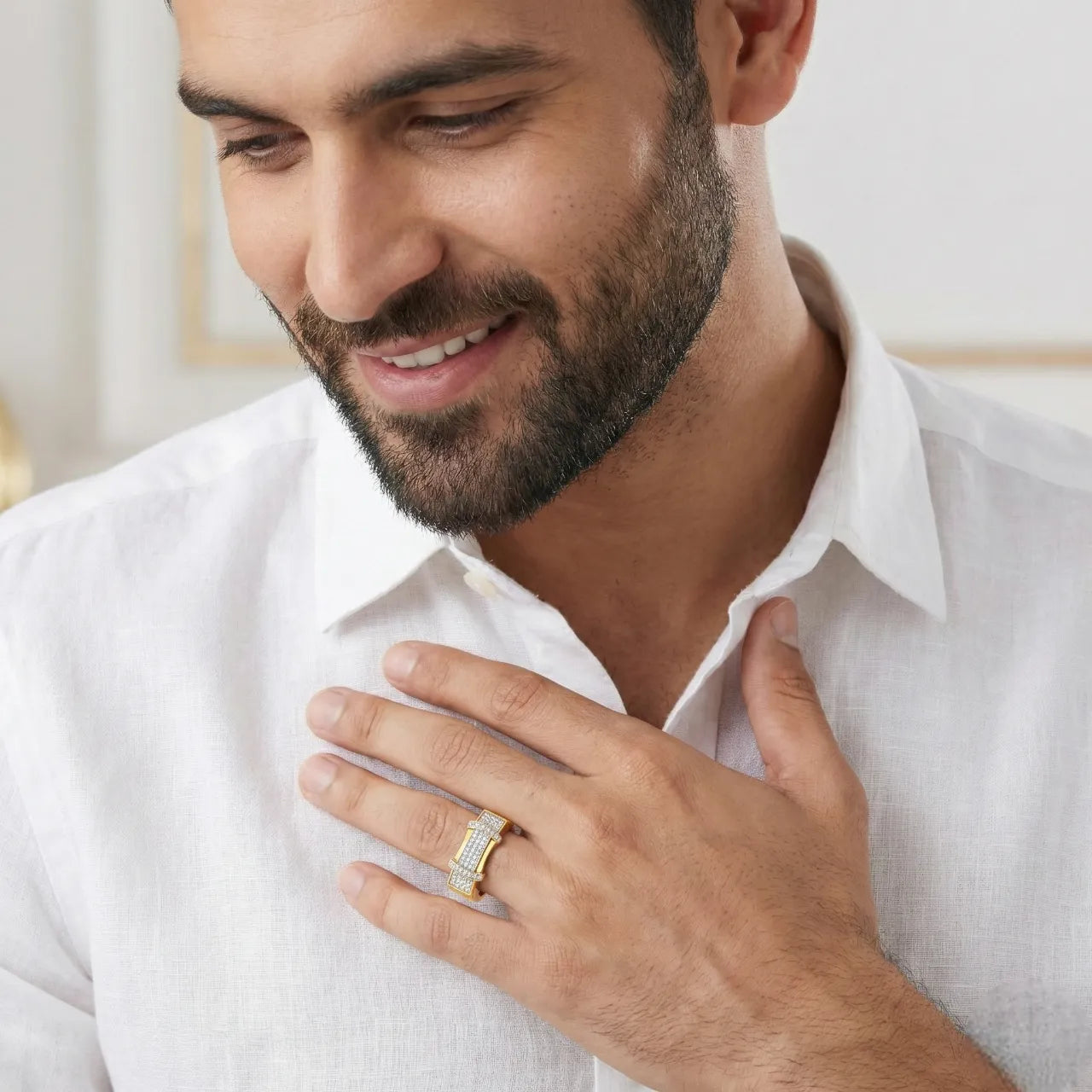 Anvit Crown Bridge Designer Men’s Ring imitation jewellery