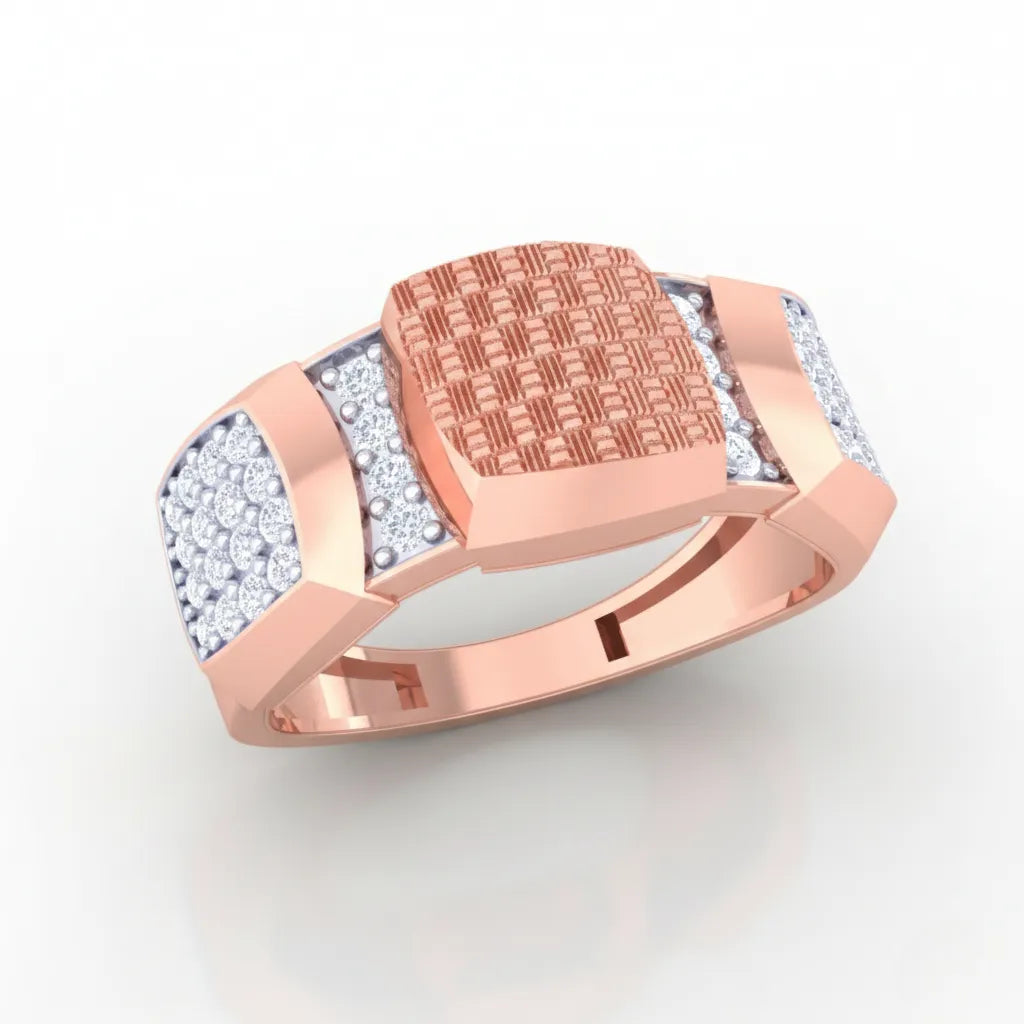 Anvit Textured Square Top Designer Men’s Ring imitation jewellery