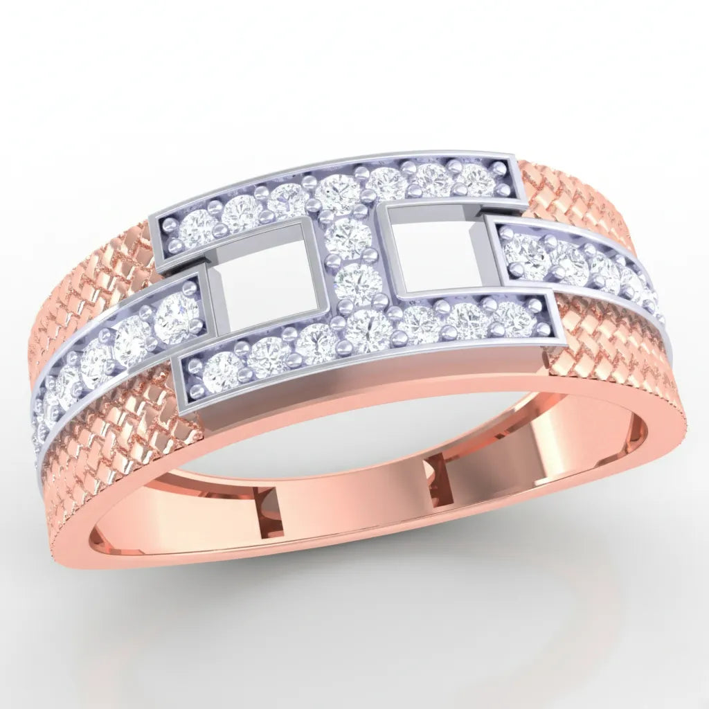 Anvit Mesh Band Double Square Designer Ring imitation jewellery