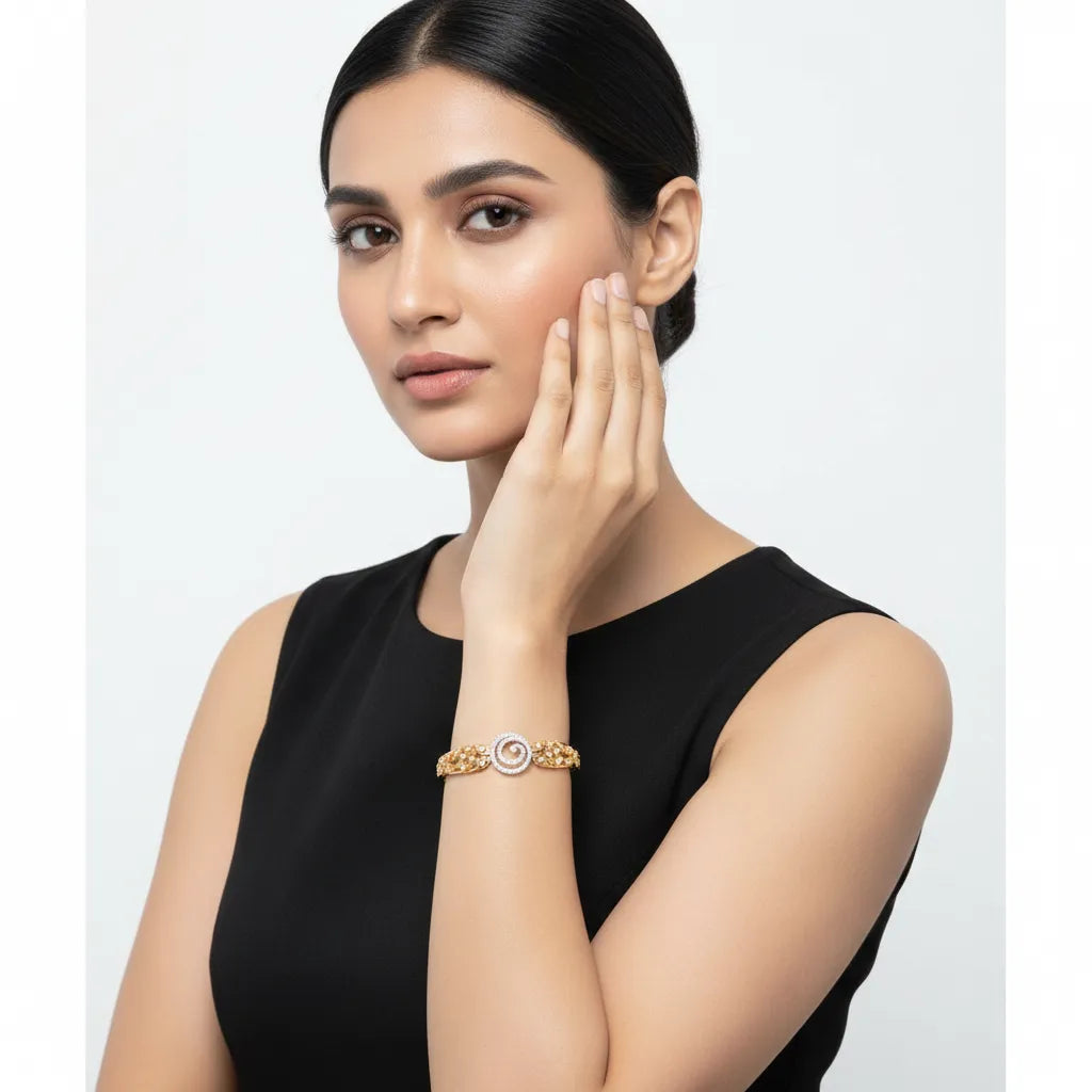 Anvit Gold Spiral Stone Bracelet for Women imitation jewellery