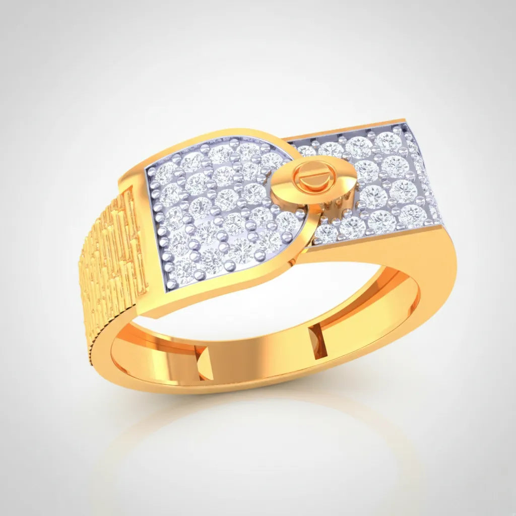 Anvit Split Panel Texture Designer Men’s Ring imitation jewellery