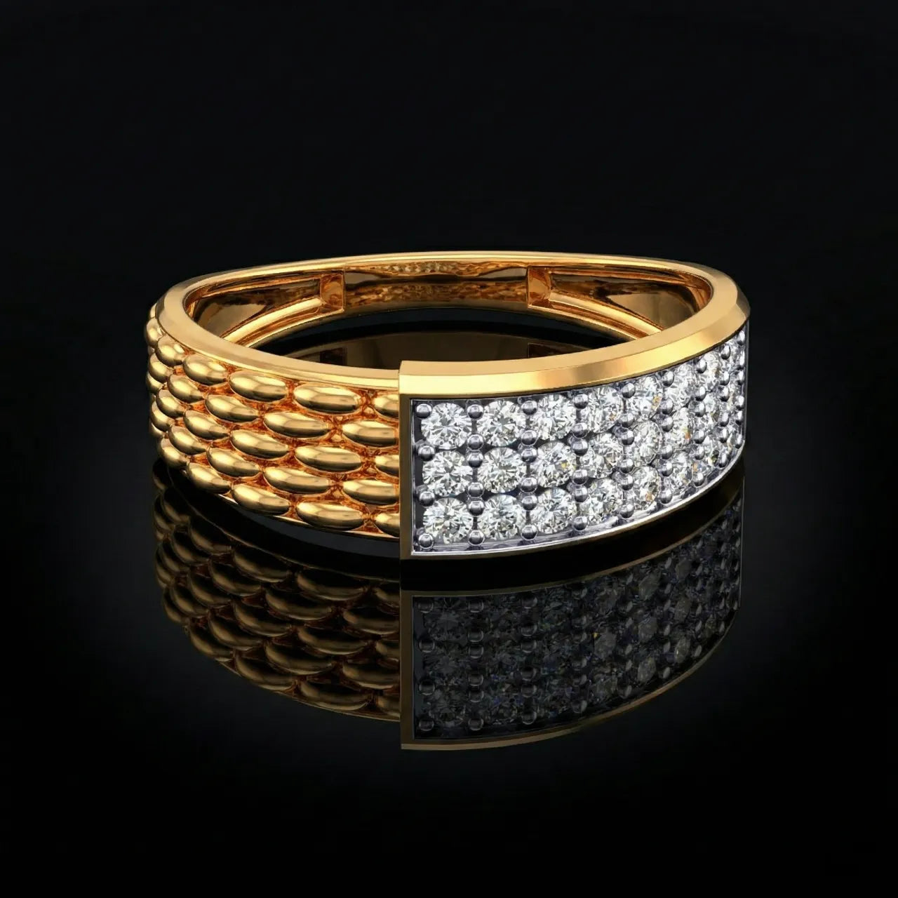 Anvit Dual Texture Panel Men’s Ring imitation jewellery