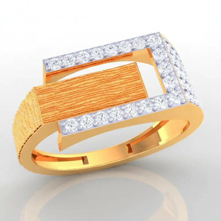 Two Tone Rectangular Diamond Style Ring