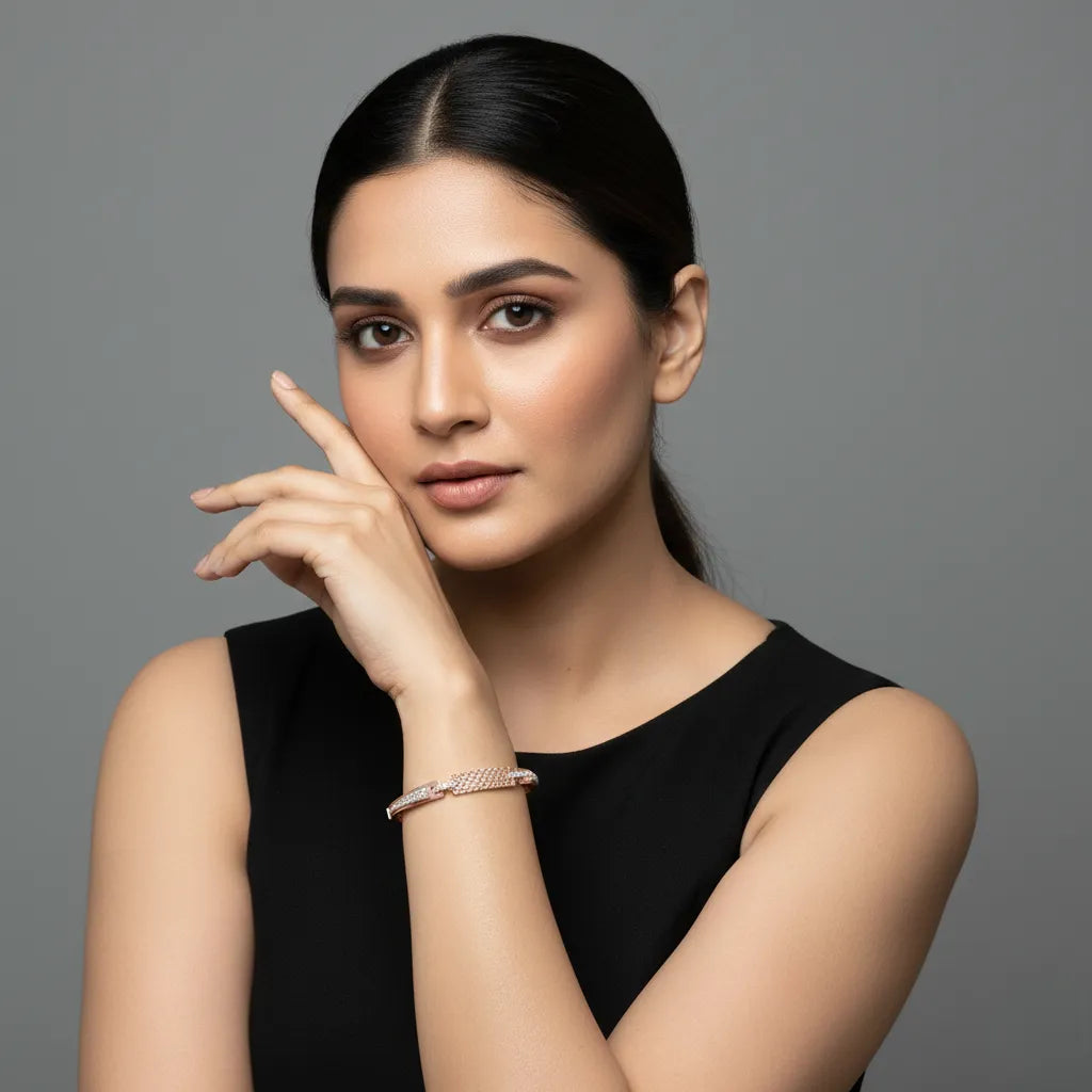 Anvit Rose Gold Texture Stone Bracelet imitation jewellery