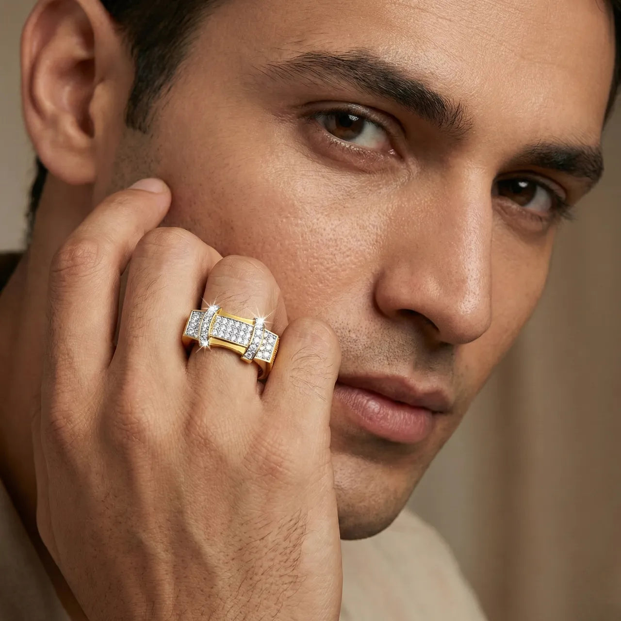 Anvit Crown Bridge Designer Men’s Ring imitation jewellery