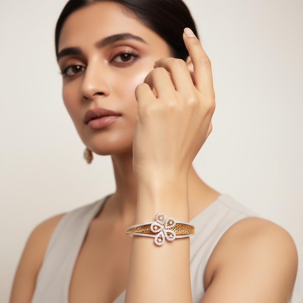 Floral Teardrop Stone Bracelet