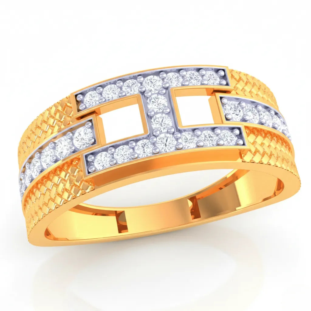Anvit Mesh Band Double Square Designer Ring imitation jewellery