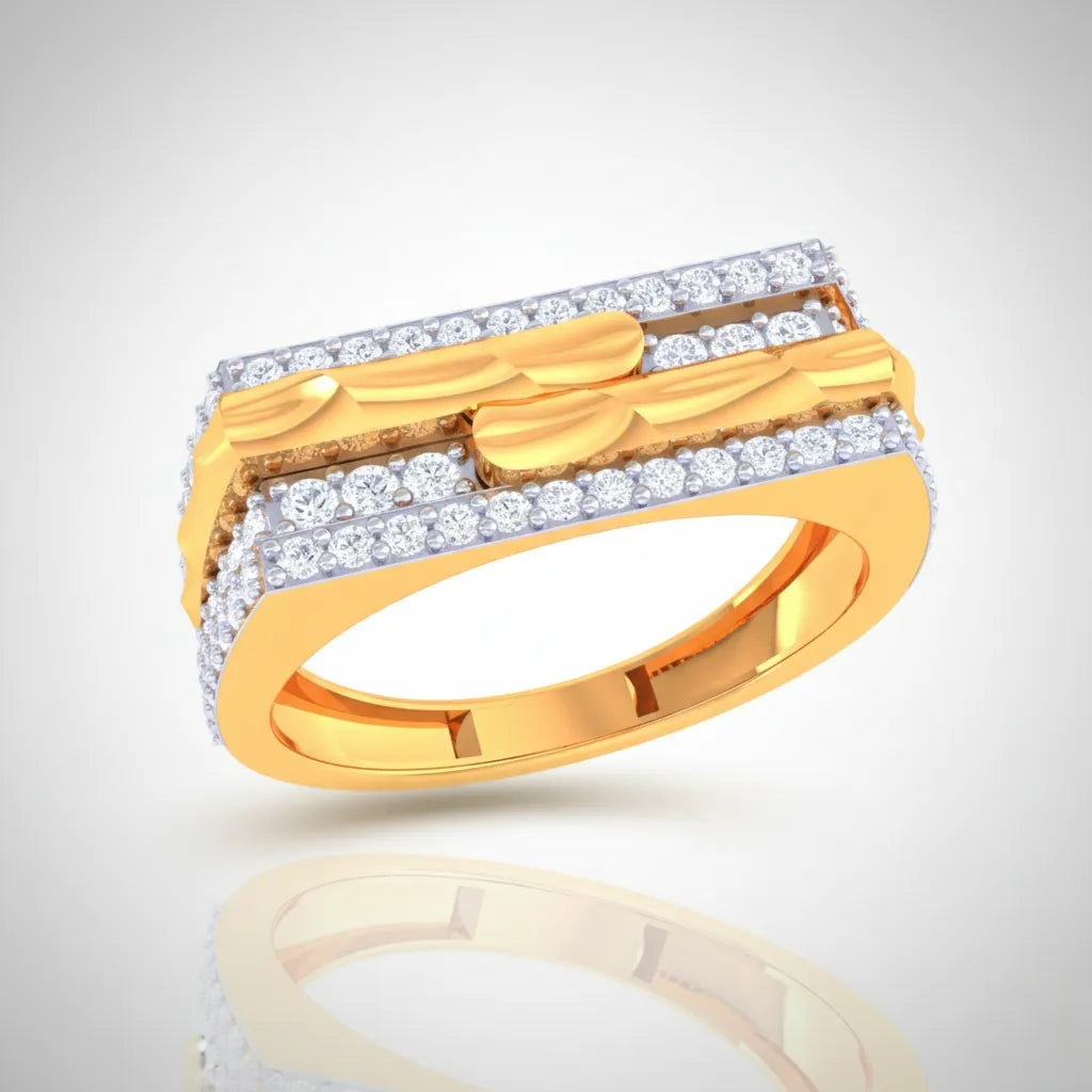 Anvit Layered Bar Pattern Designer Men’s Ring imitation jewellery