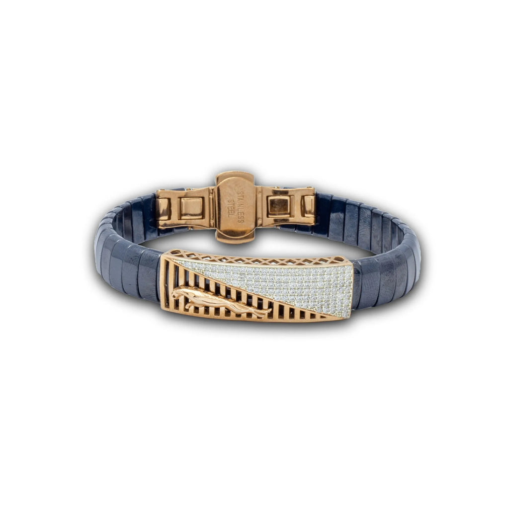 Bracelet with gold and silver clasp on a white background