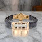 Anvit Black Ceramic Rose Gold Geometric Crystal Men’s Bracelet imitation jewellery