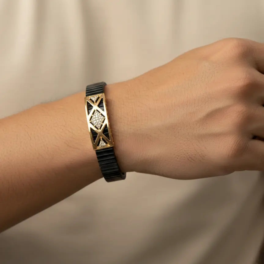 Black and gold geometric imitation bracelet for men