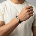 Anvit Gold Om Symbol Plate Men’s Imitation Bracelet – Premium Spiritual Style imitation jewellery