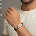 Luxury gold men’s imitation bracelet with modern design worn on wrist