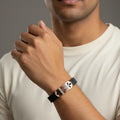 Rose gold cut-out men’s imitation bracelet worn on wrist